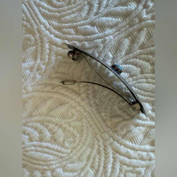 Vintage Silver and Turquoise 3” Hair Barrette - Picture 7 of 12